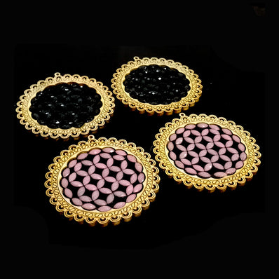 50 mm' Lite Weight Hand Carved Wooden Earring Base Sold by 2 PAIR PACK Random MIX