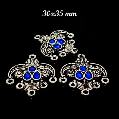 2 PAIR PACK' SILVER BASE' 30X35 MM STONE STUDDED EARRING MAKING FRAMES