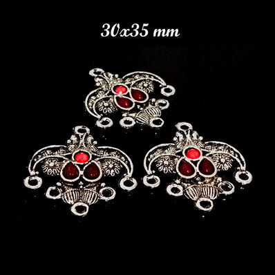 2 PAIR PACK' SILVER BASE' 30X35 MM STONE STUDDED EARRING MAKING FRAMES