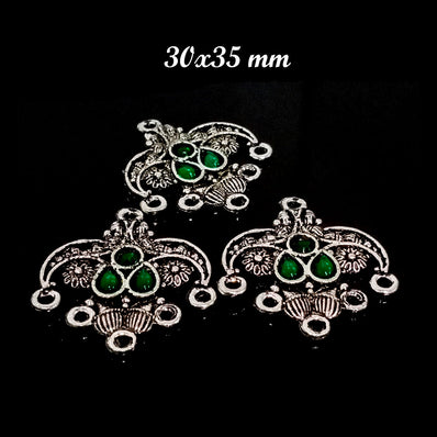 2 PAIR PACK' SILVER BASE' 30X35 MM STONE STUDDED EARRING MAKING FRAMES