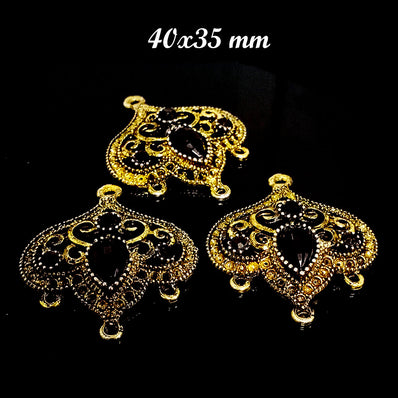 2 PAIR PACK' GOLD BASE' 40x35 MM STONE STUDDED EARRING MAKING FRAMES