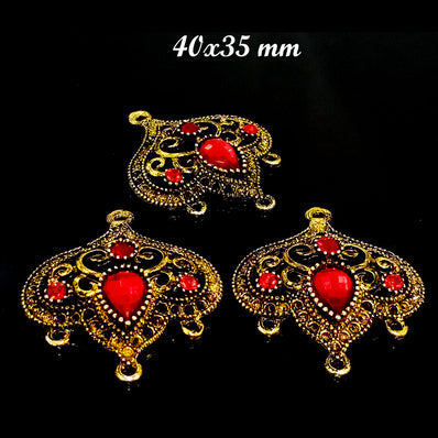 2 PAIR PACK' GOLD BASE' 40X35 MM STONE STUDDED EARRING MAKING FRAMES