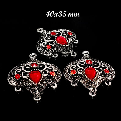 2 PAIR PACK' SILVER BASE' 40X35 MM STONE STUDDED EARRING MAKING FRAMES