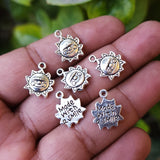 10 PIECES PACK' SILVER OXIDIZED SUN CHARMS WITH CARVING AT BACKSIDE' 15x12 MM USED DIY JEWELLERY MAKING