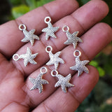10 PIECES PACK' SILVER OXIDIZED STAR CHARMS' 16X10 MM USED DIY JEWELLERY MAKING