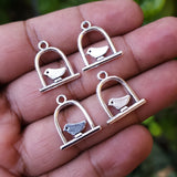 10 PIECES PACK' SILVER OXIDIZED BIRD AND ANIMAL CHARMS' 18x13 MM USED DIY JEWELLERY MAKING