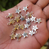 10 PIECES PACK' SILVER OXIDIZED SMILEY STAR CHARMS' 14x11MM USED DIY JEWELLERY MAKING