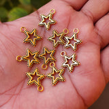 10 PIECES PACK' GOLD OXIDIZED STAR CHARMS' 18x16 MM USED DIY JEWELLERY MAKING