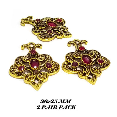 2 Pair Pack' 27x37 mm Beautiful Stone Studded Earring Making Material