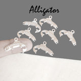 10 Pcs Pack Fish Alligator Silver Shiny Plating  in Size about  10x25mm Metal Charms for jewelry making