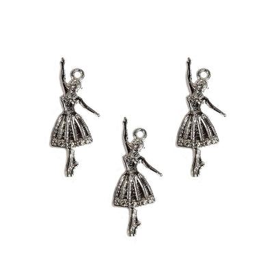 20 Pcs Pack/ Dancing Doll Rhodium Plated Zinc Alloy Meterial Jewelry Making Charms