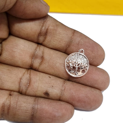 20 Pcs Pack/ Tree of Life Rose Gold Plated Zinc Alloy Meterial Jewelry Making Charms