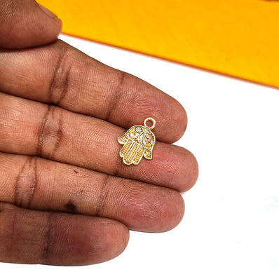 20 Pcs Pack/ Hamsa Hand Gold Plated Zinc Alloy Meterial Jewelry Making Charms