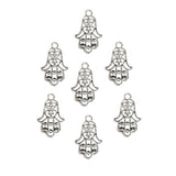 20 Pcs Pack/ Hamsa Hand Silver Plated Zinc Alloy Meterial Jewelry Making Charms