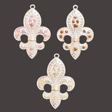 2 Pcs Pack Fleur di lis Silver Shiny Plating  in Size about  42x64mm Metal Charms for jewelry making