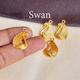 10 Pcs Pack Swan Gold Shiny Plating  in Size about  15x24mm Metal Charms for jewelry making