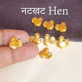 10 Pcs Pack Hen Gold Shiny Plating  in Size about  13mm Metal Charms for jewelry making