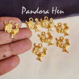 10 Pcs Pack Hen Gold Shiny Plating  in Size about  20mm Metal Charms for jewelry making