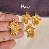 10 Pcs Pack Hors Head Solid Gold Shiny Plating  in Size about  25mm Metal Charms for jewelry making