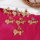 14 Pcs Pack Lion with AD stone Gold Jewelry Making Charms In Size about mm