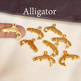 10 Pcs Pack Fish Alligator Gold Shiny Plating  in Size about  10x25mm Metal Charms for jewelry making