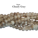 6mm Round Per Line aprox 16 inches Long Swirl Cloudy shade handmade glass beads for jewelry making
