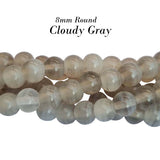 8mm Round Per Line aprox 16 inches Long Swirl Cloudy shade handmade glass beads for jewelry making
