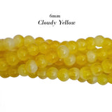 6mm Round Per Line aprox 16 inches Long Swirl Cloudy shade handmade glass beads for jewelry making