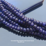 AA QUALITY' CORUNDUM BLUE SAPPHIRE (PERMANENT DYED)' SEMI-PRECIOUS BEADS, SOLD BY STRAND ABOUT 12" ABOUT (46-47) BEADS' SIZE 5x7 MM APPROX