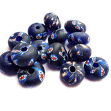 10/Pcs Pkg. Vintage Millefiori Trade Beads 12x22 Milimeter Size Base Color Blue Tube Shape