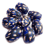 10/Pcs Pkg. Vintage Millefiori Trade Beads 20x28 Milimeter Size Base Color Blue Tube Shape