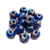10/Pcs Pkg. Vintage Millefiori Trade Beads 16 Milimeter Size Base Color Blue Round Shape