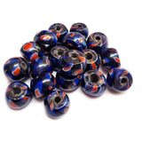 10/Pcs Pkg. Vintage Millefiori Trade Beads 18x13 Milimeter Size Base Color Blue Oval Shape