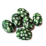 10/Pcs Pkg. Vintage Millefiori Trade Beads 25x32 Milimeter Size Base Color Green Oval Shape