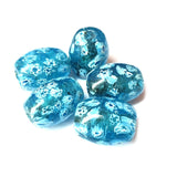 10/Pcs Pkg. Vintage Millefiori Trade Beads 24x32 Milimeter Size Base Color Turquoise Oval Shape