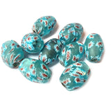 10/Pcs Pkg. Vintage Millefiori Trade Beads 20x28 Milimeter Size Base Color Turquoise Oval Shape