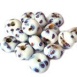 10/Pcs Pkg. Vintage Millefiori Trade Beads 20x14 Milimeter Size Base Color White Disc Shape