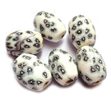 10/Pcs Pkg. Vintage Millefiori Trade Beads 23x32 Milimeter Size Base Color White Oval Shape
