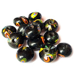 10/Pcs Pkg. Vintage Millefiori Trade Beads 20x13 Milimeter Size Base Color Black Disc Shape