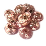 10/Pcs Pkg. Vintage Millefiori Trade Beads 18x12 Milimeter Size Base Color Pink Disc Shape