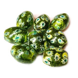 10/Pcs Pkg. Vintage Millefiori Trade Beads 20x26 Milimeter Size Base Color Green Oval Shape