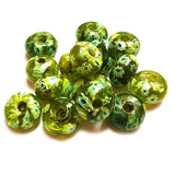 10/Pcs Pkg. Vintage Millefiori Trade Beads 20x13 Milimeter Size Base Color Green Disc Shape