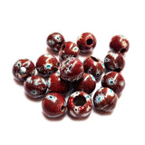 10/Pcs Pkg. Vintage Millefiori Trade Beads 17 Milimeter Size Base Color Red Round Shape