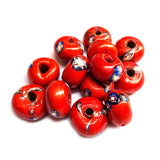 10/Pcs Pkg. Vintage Millefiori Trade Beads 22x15 Milimeter Size Base Color Red Disc Shape