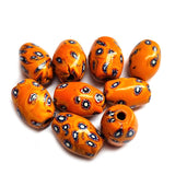 10/Pcs Pkg. Vintage Millefiori Trade Beads 22x28 Milimeter Size Base Color Orange Oval Shape