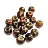 10/Pcs Pkg. Vintage Millefiori Trade Beads 17 Milimeter Size Base Color Black Round Shape