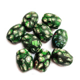 10/Pcs Pkg. Vintage Millefiori Trade Beads 23x27 Milimeter Size Base Color Green Oval Shape