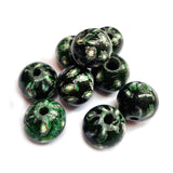 10/Pcs Pkg. Vintage Millefiori Trade Beads 25 Milimeter Size Base Color Green Round Shape