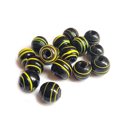 10/Pcs Pkg. Vintage, old rare Beads in Size About 15MM Black Color