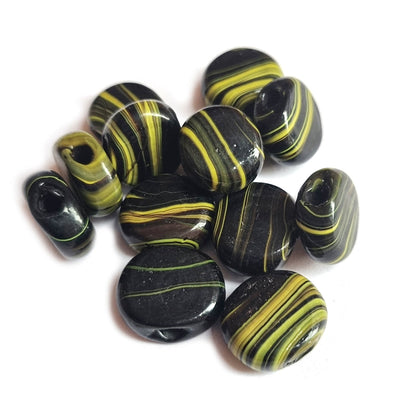 10/Pcs Pkg. Vintage, old rare Beads in Size About 20X23MM Black Color